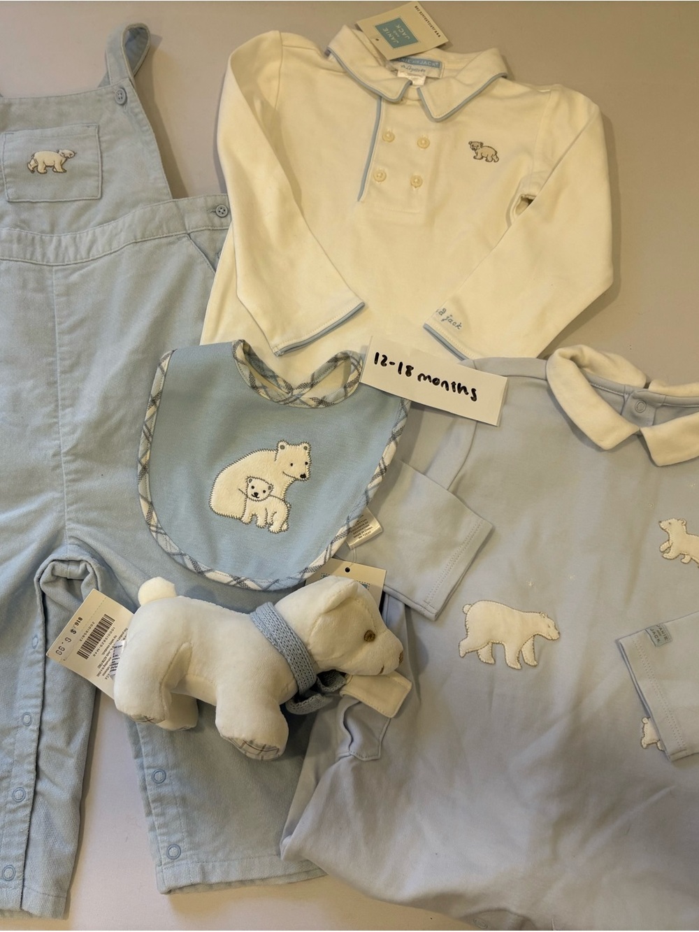 Janie and jack boys layette polar bear set